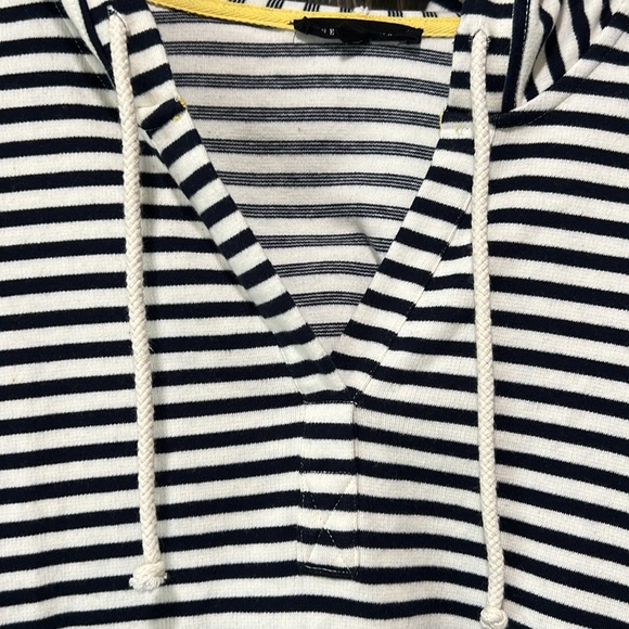 Jane & Delancey Striped Hoodie L Nautical Sweater Casual All Seasons Boho Crop - Picture 4 of 9